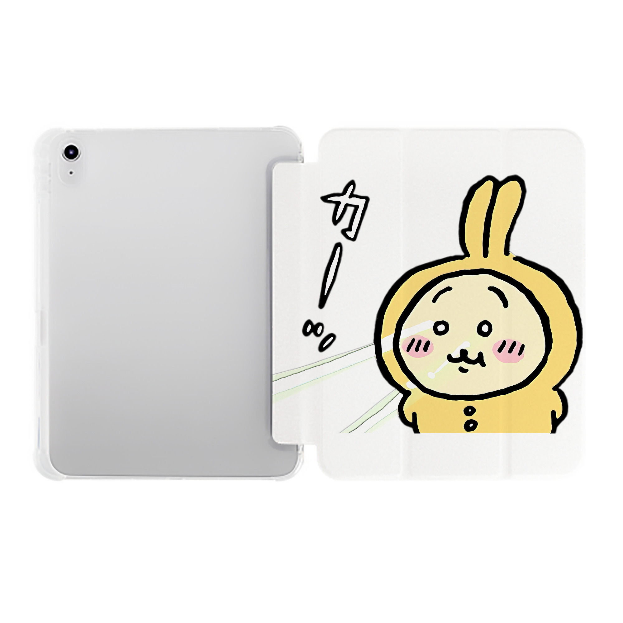 （画像用） ちいかわ うさぎ Chii-kawa usagi IPad ケース ペン収納付き 三つ折りスタンド PUレザー×シリコン 対応機種9.5/10.5/10.9インチ